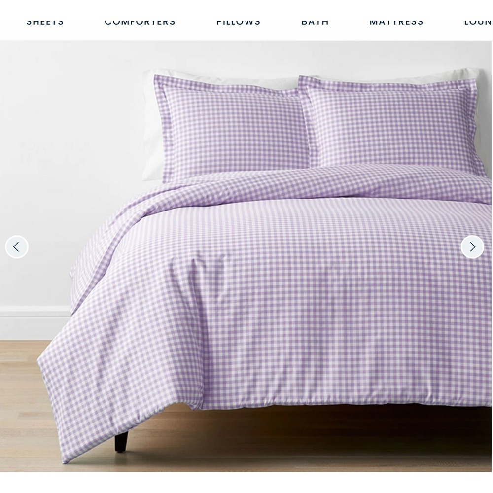 COMPANY STORE GINGHAM DUVET COVER SET LILAC SIZE FULL